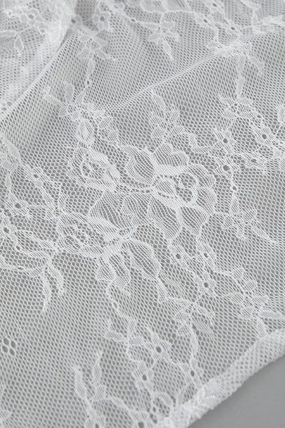 Lace Sheer Split Ruffle Asymmetrical Skirt