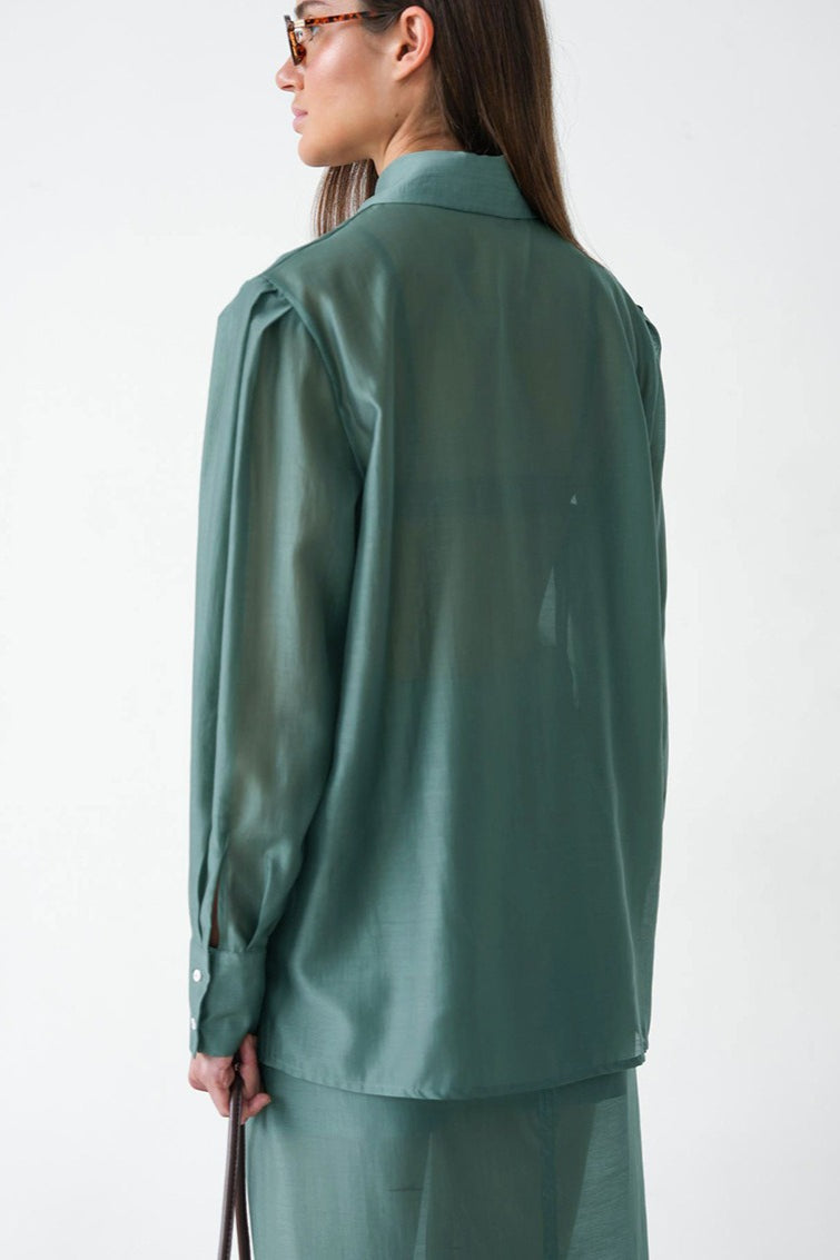 Collared Tencel Shirt Dress Two Piece Set