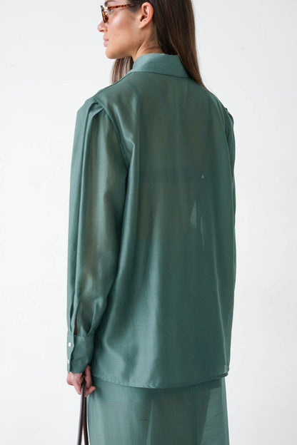 Collared Tencel Shirt Dress Two Piece Set