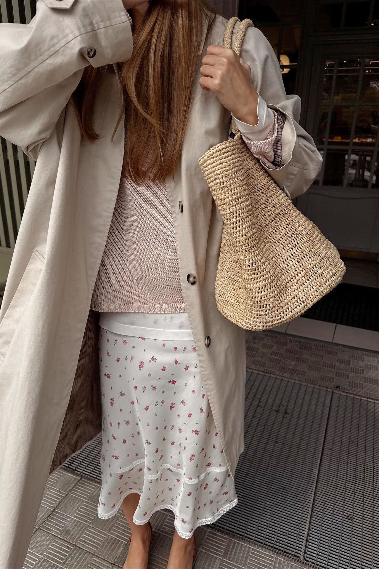 Lace Panel Midi Skirt