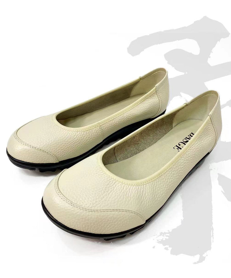 Comfortable Flat Shoes for Rose Cowhide Leather