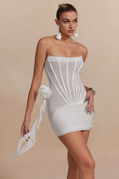 Classic Color 3d Ruffle Corset Mini Dress