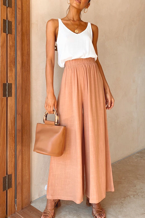 Moxidress Elastic Waist Wide Leg Palazzo Pants