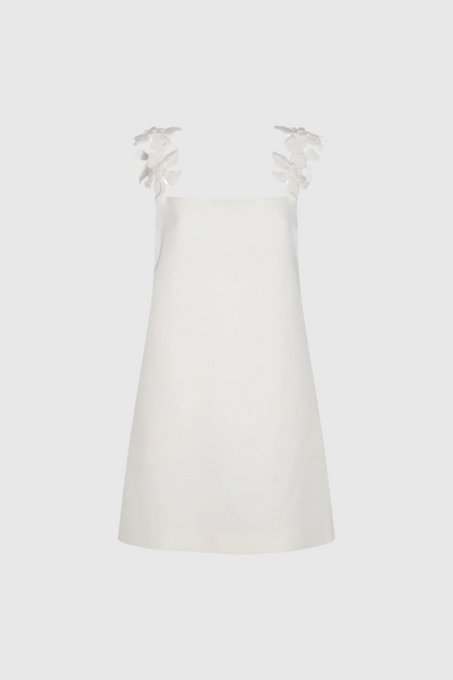 Kira Flower Strapless Mini Dress in White