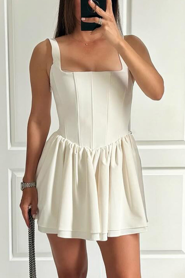 Velvet Square Neck Slim Fit Mini Dress