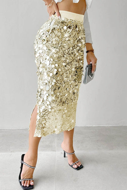 Sequin High Waist Midi Skirt