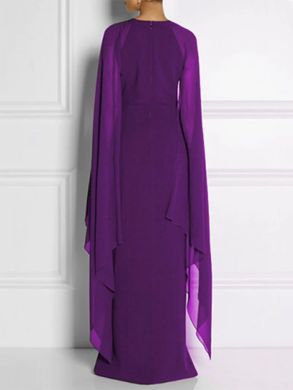 Loose Color Round-neck Maxi Dresses