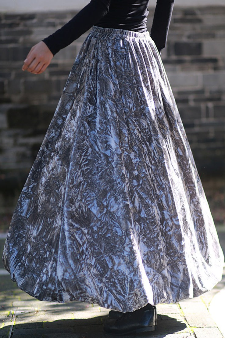 Velvet Tie Dye Swing Midi Skirt