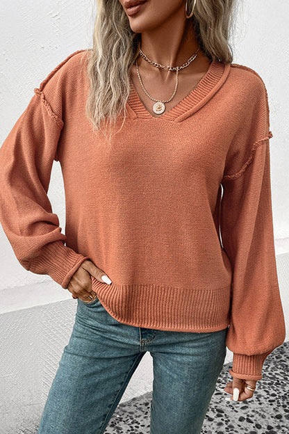 Stylish Long Sleeve Color Sweater