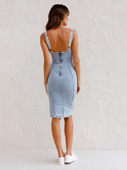Parisian-denim Midi-dress