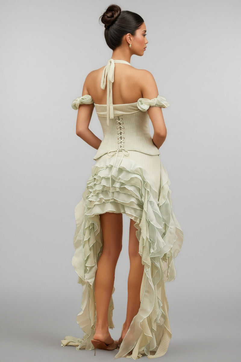 Daele Hanging Neck Fringe Mini Dress