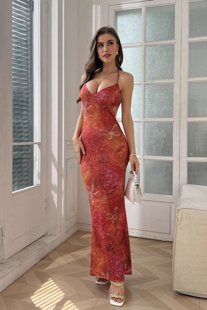 V-neck Cami Vacation Maxi Dress