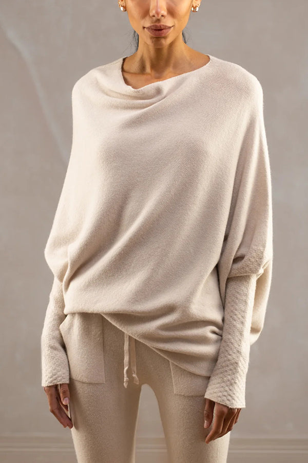 Color Round Neck Long Sleeve Loose Knitted Sweater