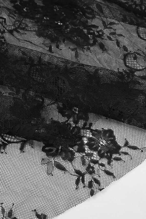 High Waist Black Lace Sheer Skirt