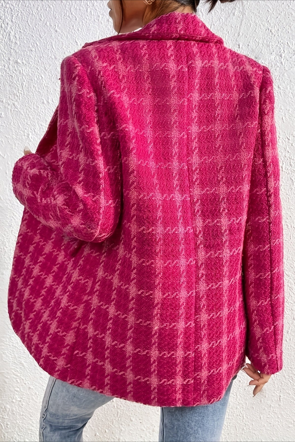 Red Plaid Blazer Coat