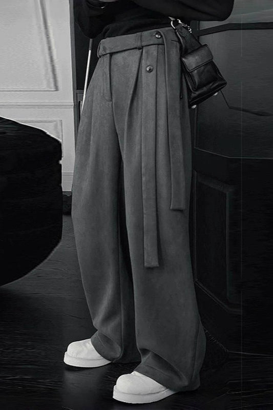 Relaxed Fluid Ribbon Curved Pants