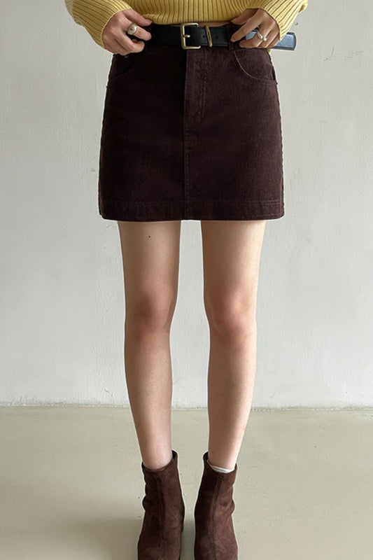 Retro Corduroy A-line Skirt