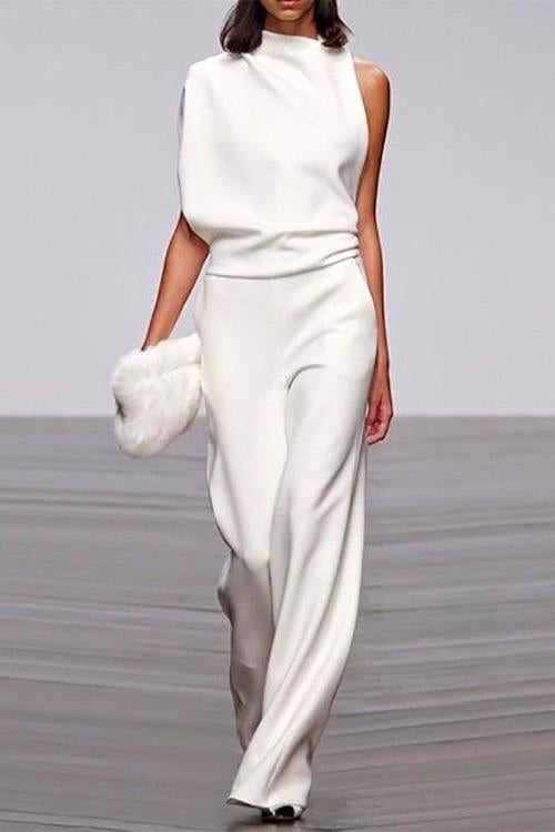 One Shoulder Wide Leg Jumpsuit