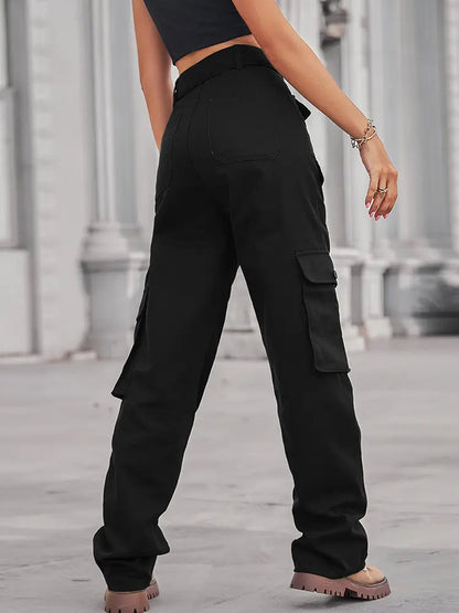 Washed Multi-pocket Denim Cargo Pants