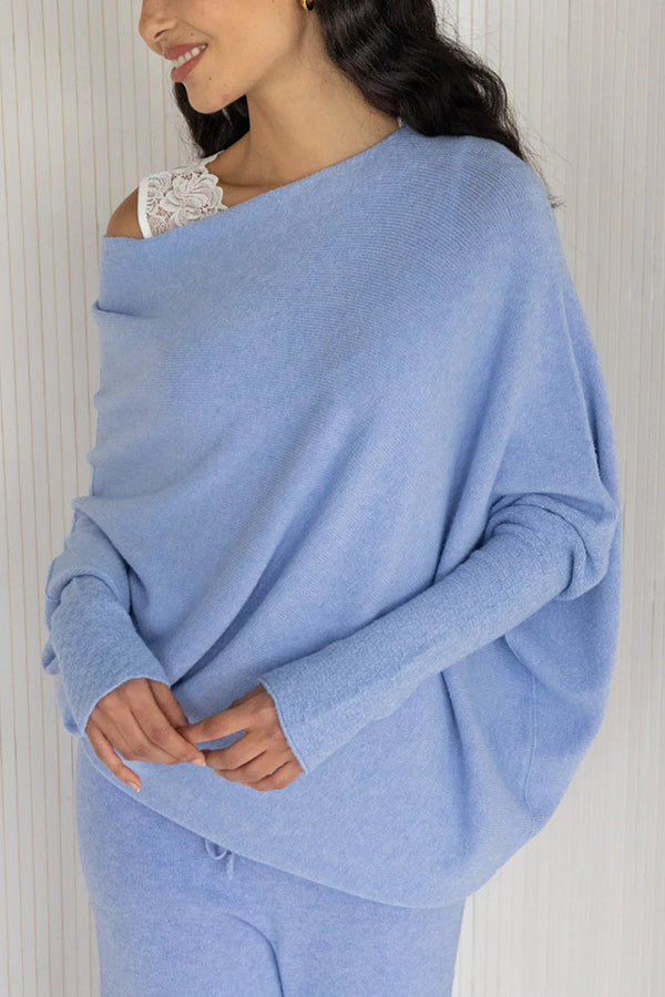 Color Round Neck Long Sleeve Loose Knitted Sweater