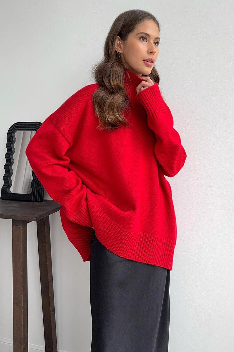 Color Turtleneck Knit Sweater