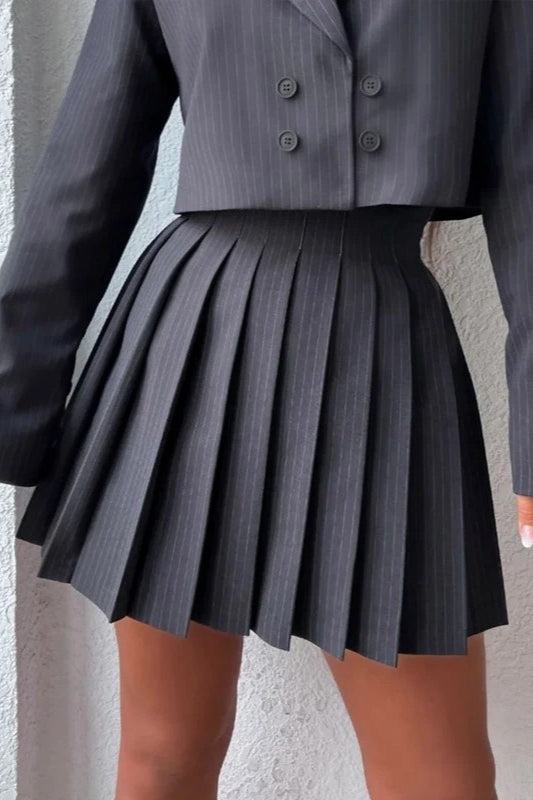 Preppy Blazer Mini Skirt Two Piece Set
