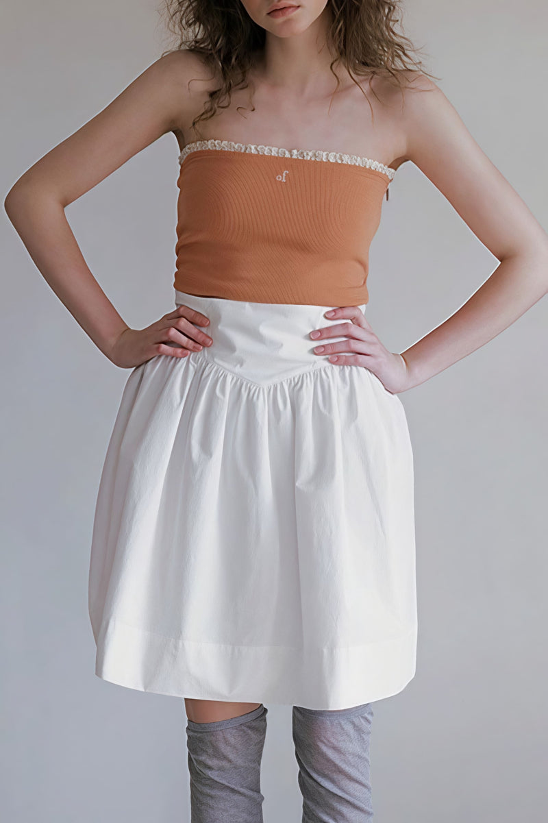 High Waist Pleated Waistband Tulip Youthful Mini Skirt