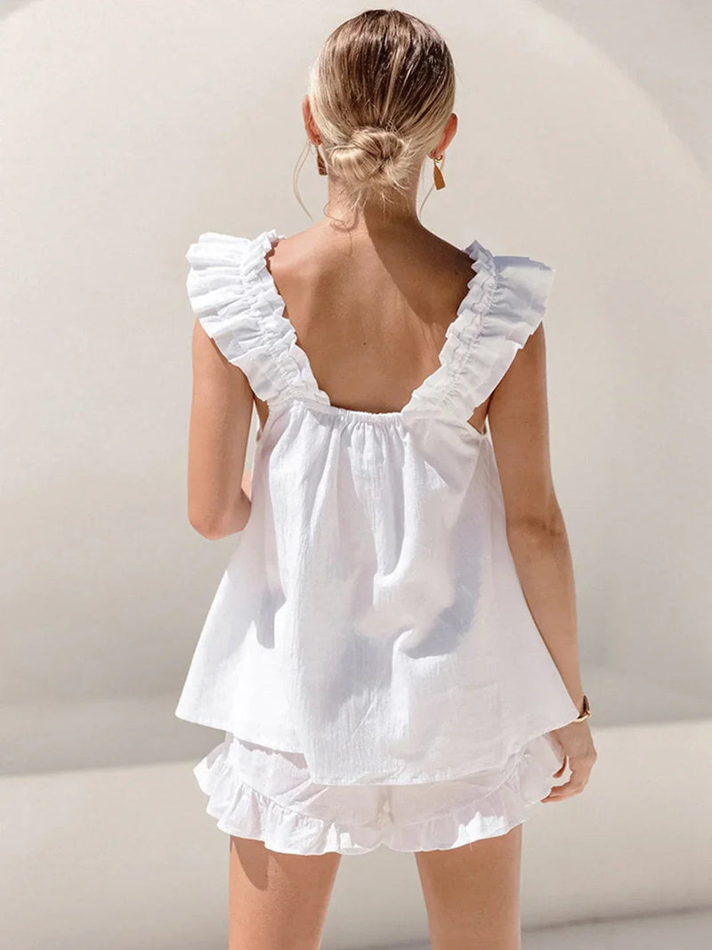 Always Cotton Sling Ruffle Shorts Set
