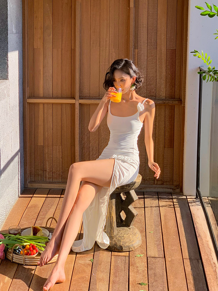 3d High-slit Vacation Goddess Maxi Dress
