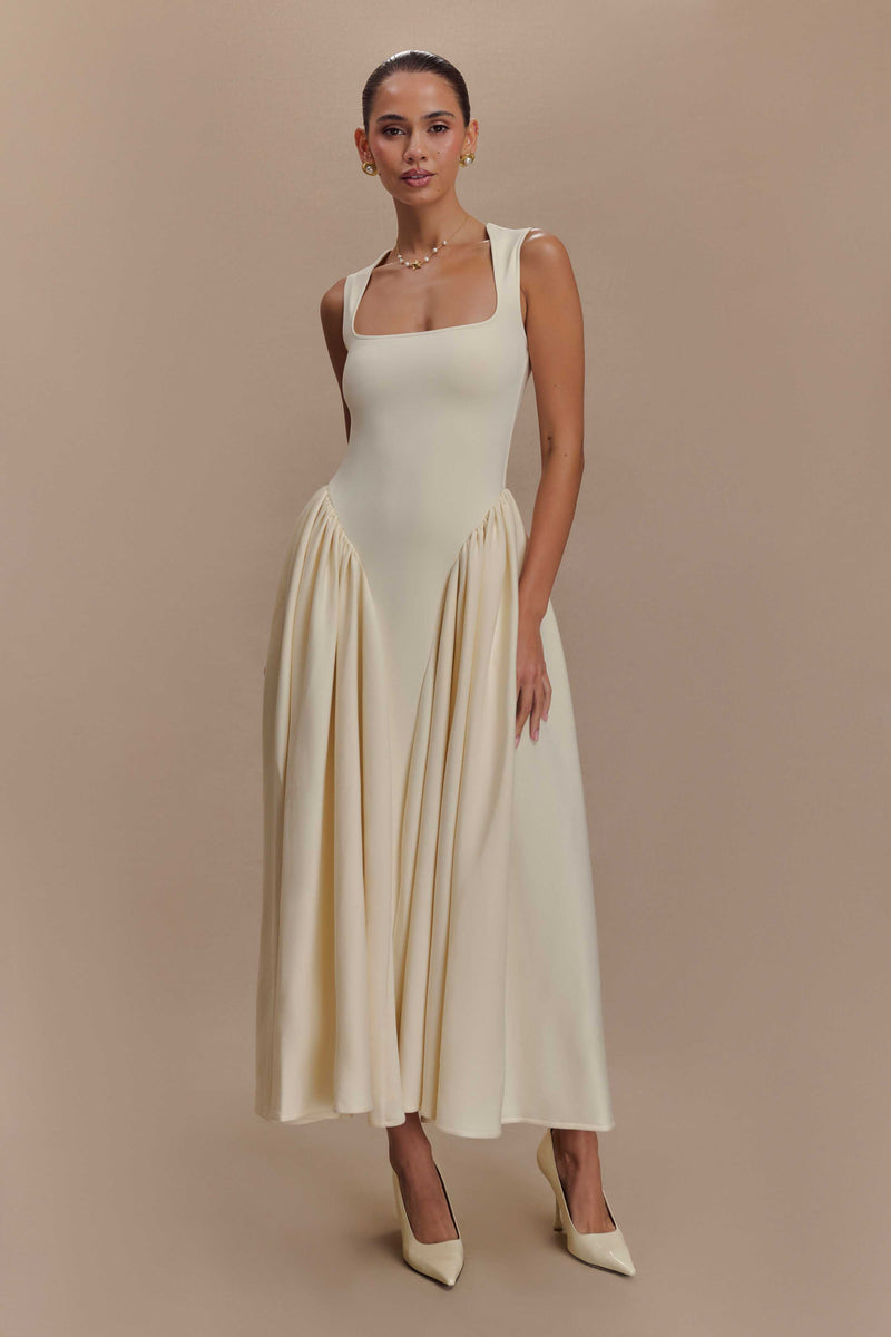 Sharissa — Midi Dress With Sculpted Straps and Comfortable Fit