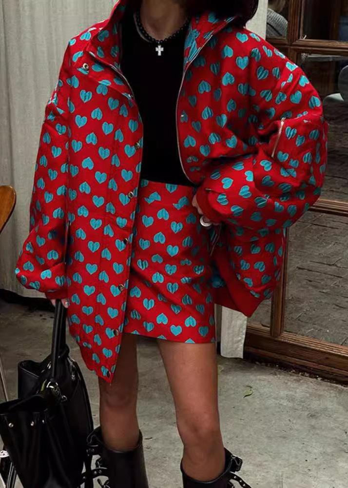 Bold Heart Print Two-piece Set