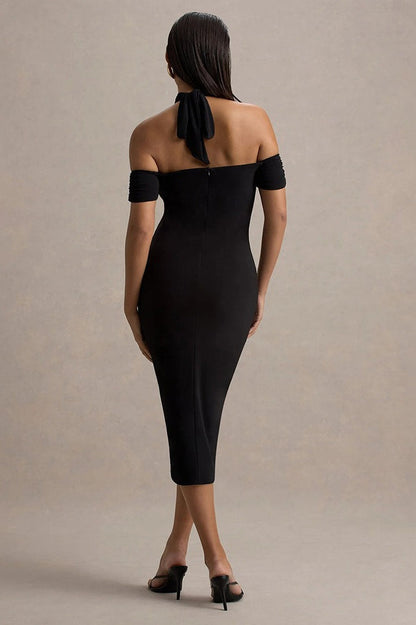 Backless Halter Bodycon Midi Dress