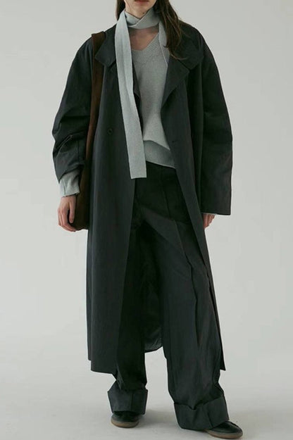 Oversized Stand Collar Long Overcoat