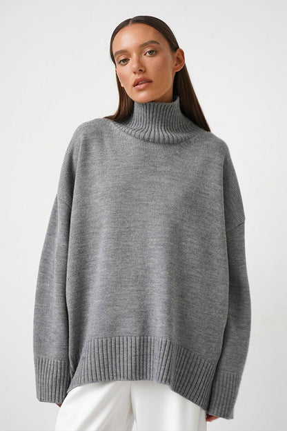Loose Fit Turtleneck Euro Knit Sweater