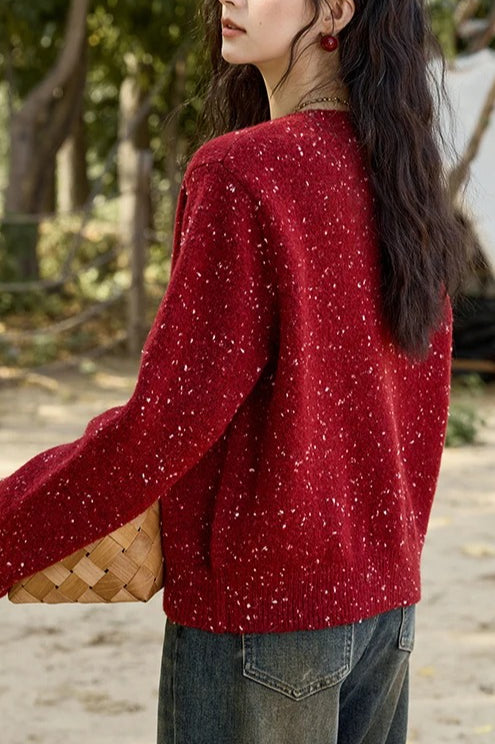Smile Embroidery Wool Cardigan