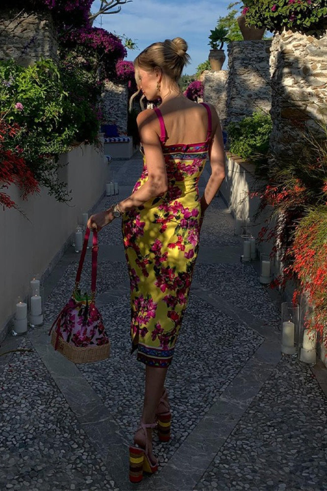 Print Slim Cami Midi Dress