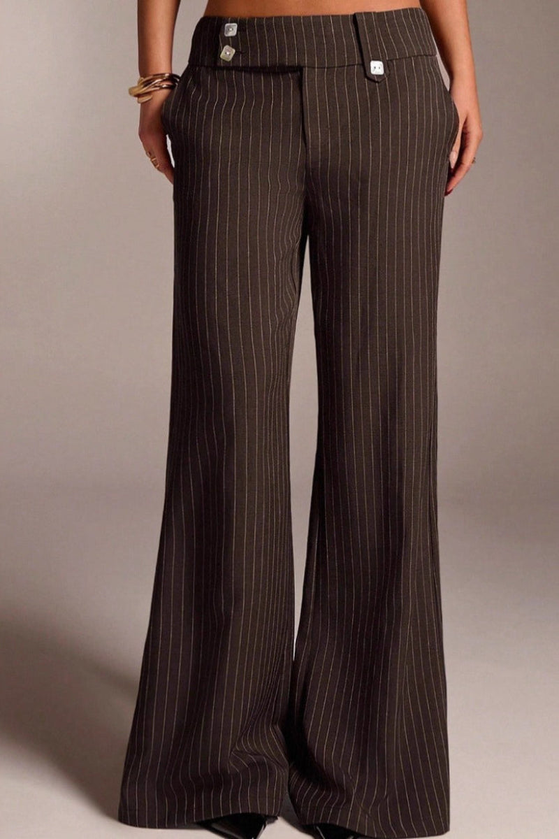 Stripe Straight Wide Leg Pants
