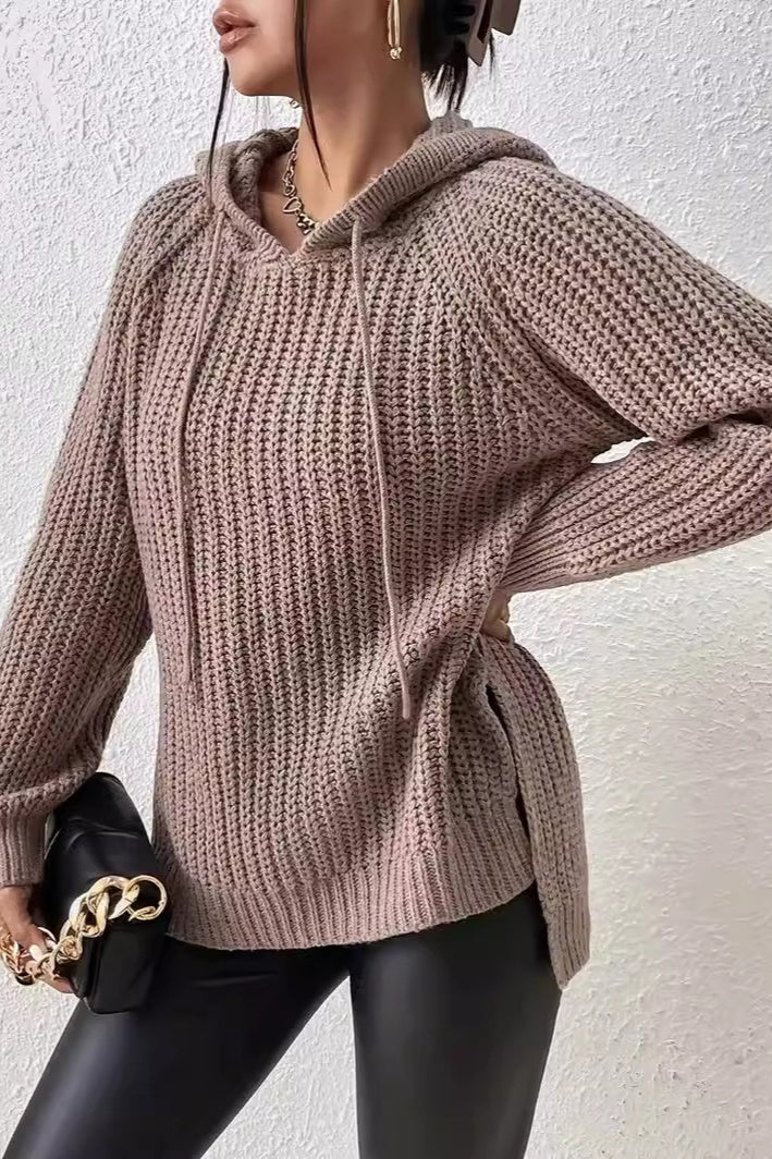Hooded Oversized Side Slit Sweater