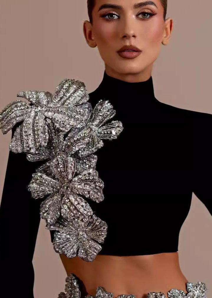 Luxe Embellished Black Two-piece Set