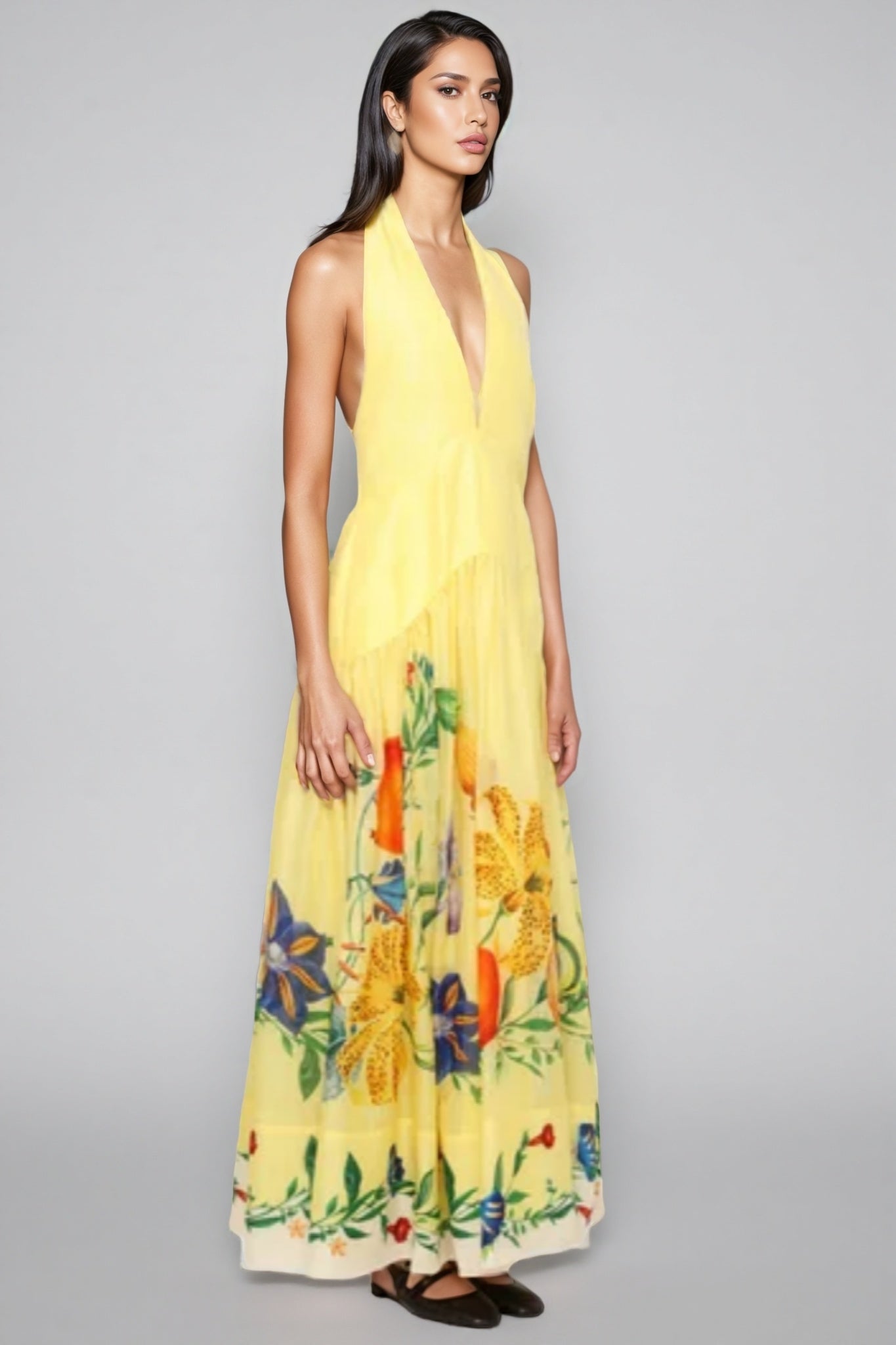 Hunte Yellow Backless Maxi Dress
