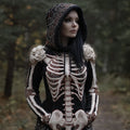 Women Halloween Human Skeleton Skeleton And Flower Hooded Sweater artswardrobe