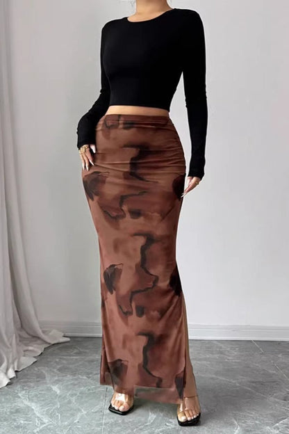 Mesh High Waist Split Skirt