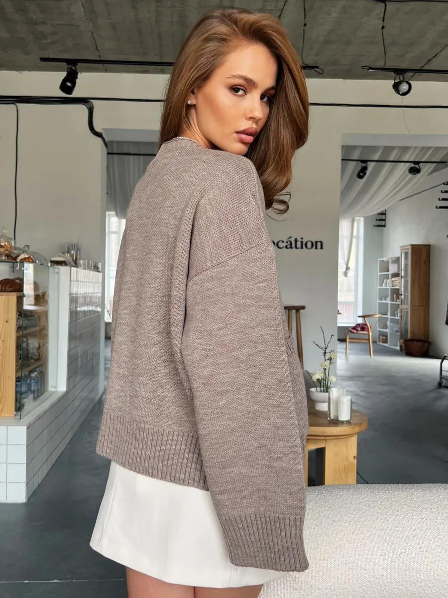 V-neck Pocket Knit Cardigan