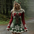 Women's Christmas Snowflake Embroidered Celtic Knot Midi Sweater Dress artswardrobe