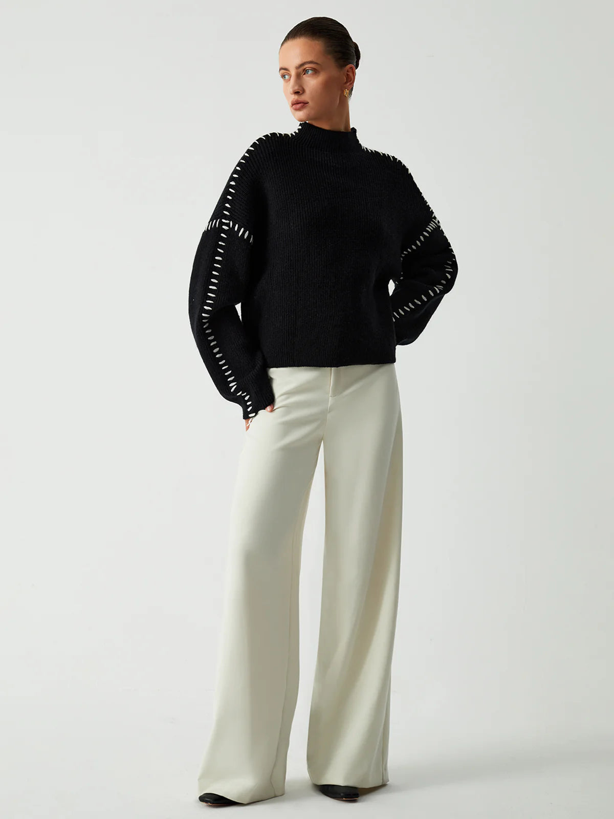 Shift the Focus Oversized Mock Neck Sweater