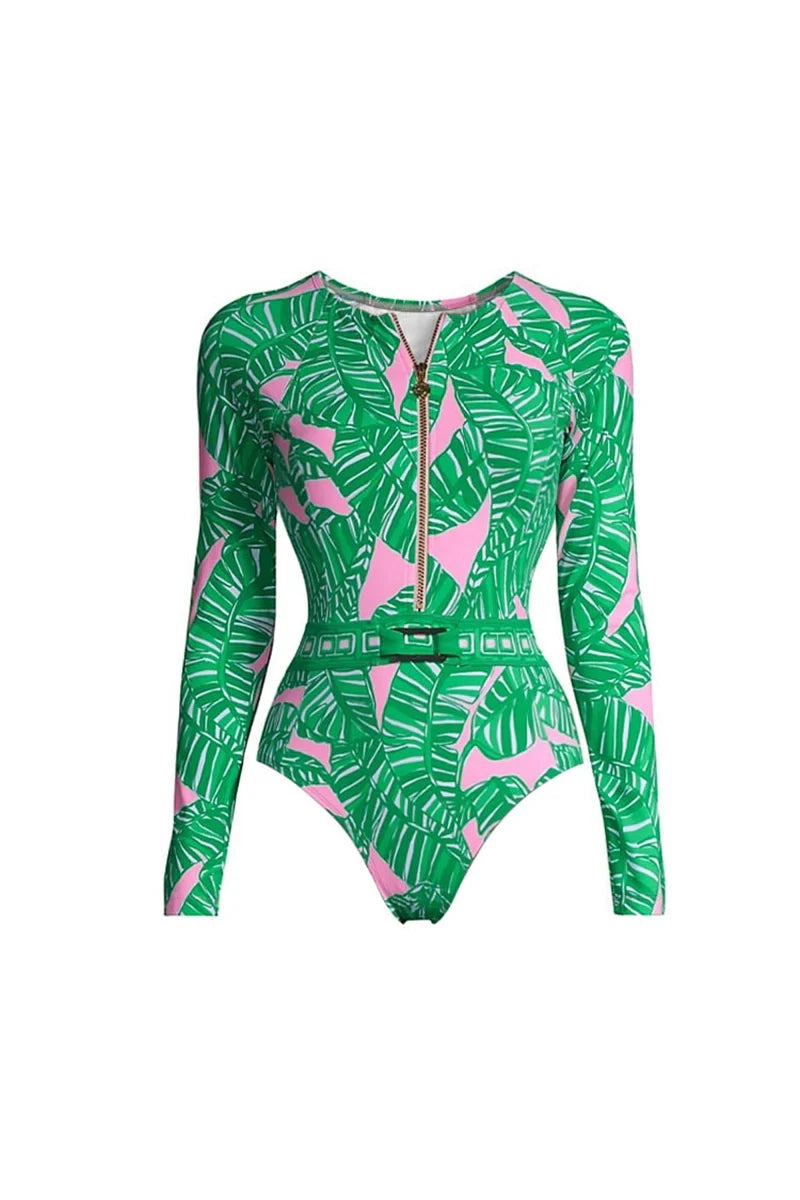 Green Printed Surf Shorts Set