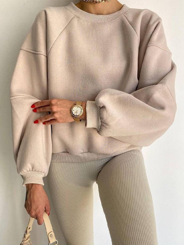 Color Crew Neck Splice Sweatshirt