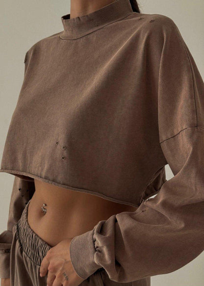 Urban Luxe - Cropped Turtleneck Two-piece Set