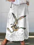 Women's Art Painting Cute Rabbit Floral Print Skirt