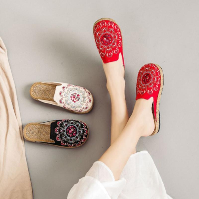 Embroidered Flats Home Slippers